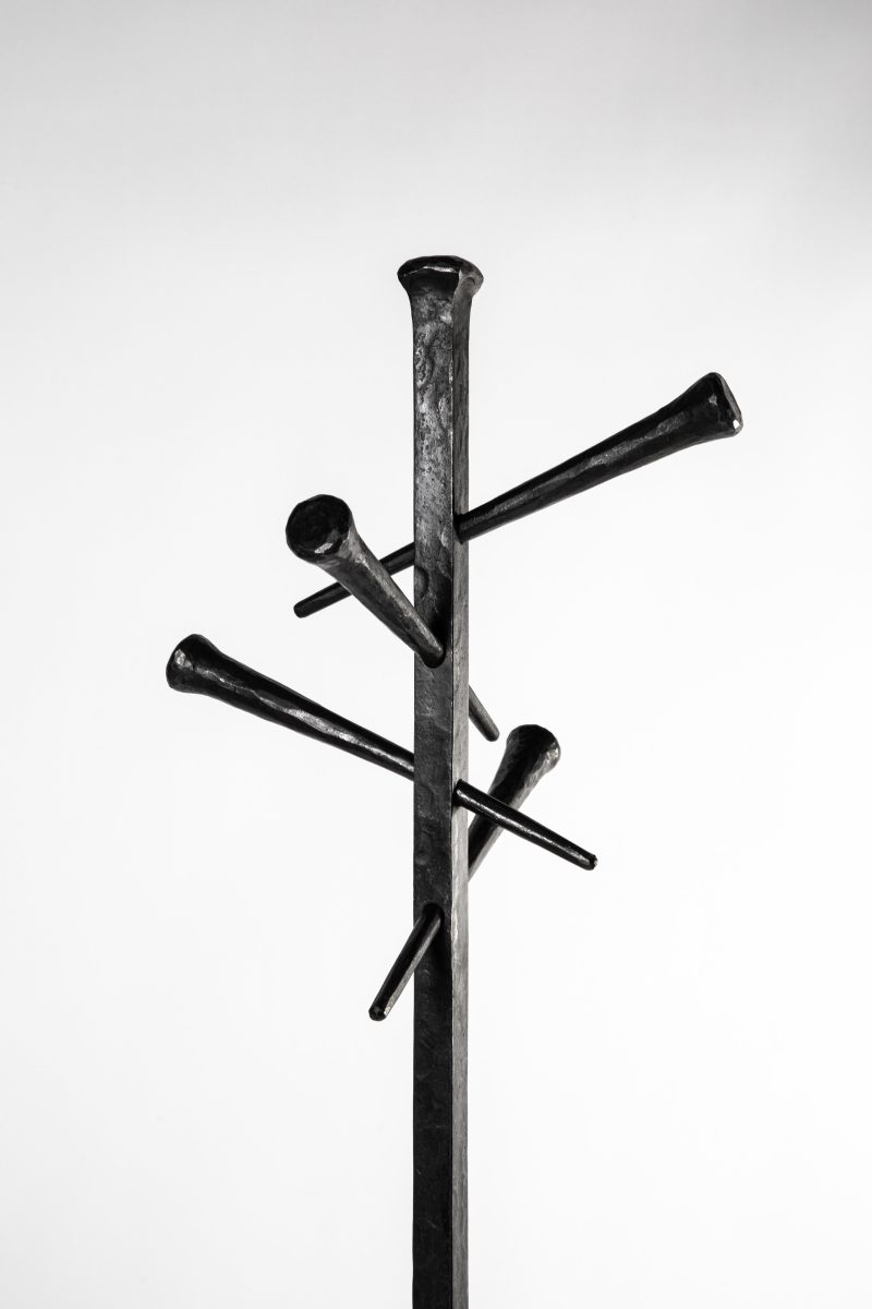 Forged iron coat rack